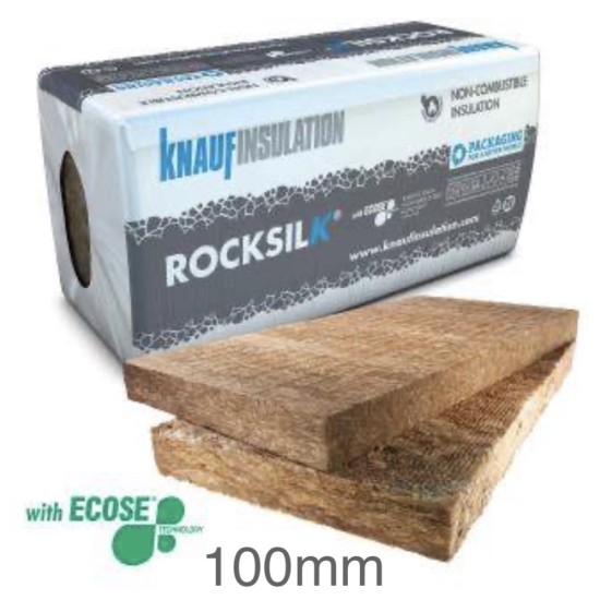 100mm Rocksilk RS100 Universal Insulation Slab Knauf (pack of 3)