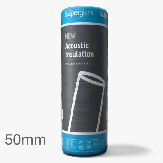 50mm Superglass APR Acoustic Partition Insulation Roll (Split 2 x 600mm) - 6.5m roll - pack of 4 rolls