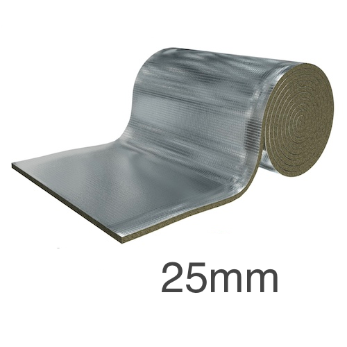 25mm Rockwool Ductwrap - Thermal Insulation For Ductwork - 1m x 5m roll - pack of 2