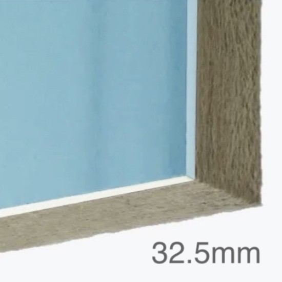 32.5mm Acoustic and Thermal Wall Panel - 20mm Rockwool Slab (A1) bonded to 12.5mm Soundproof Plasterboard (A2) - 1200mm x 2400mm