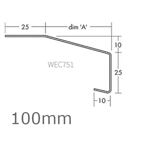 100mm Aluminium Window Sill Extensions WEC 751 (with full end caps - pair) - 2.5m Length.