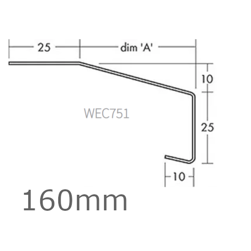 160mm Aluminium Window Sill Extensions WEC 751 (with full end caps - pair) - 2.5m Length.