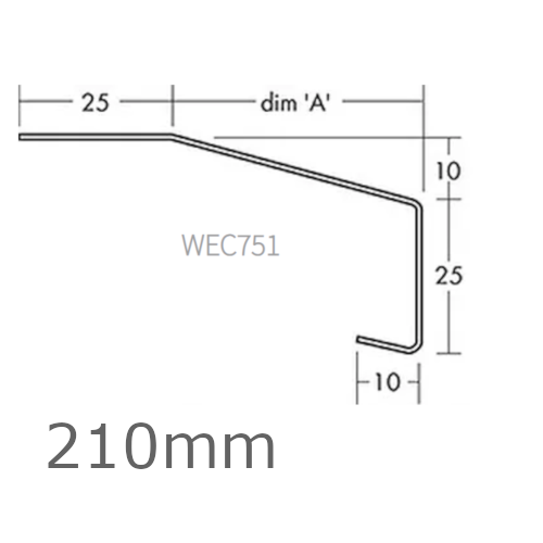 210mm Aluminium Window Sill Extensions WEC 751 (with full end caps - pair) - 2.5m Length.