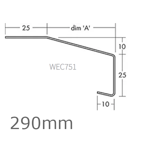 290mm Aluminium Window Sill Extensions WEC 751 (with full end caps - pair) - 2.5m Length.