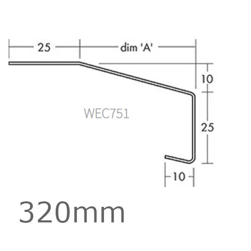 320mm Aluminium Window Sill Extensions WEC 751 (with full end caps - pair) - 2.5m Length.