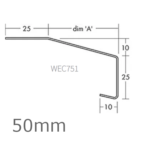 50mm Aluminium Window Sill Extensions WEC 751 (with full end caps - pair) - 2.5m Length.