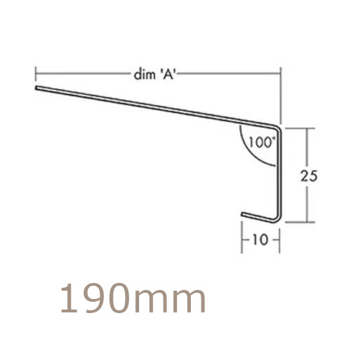 190mm Aluminium Window Sill Extensions WEC 761 (with full end caps - pair) - 2.5m Length