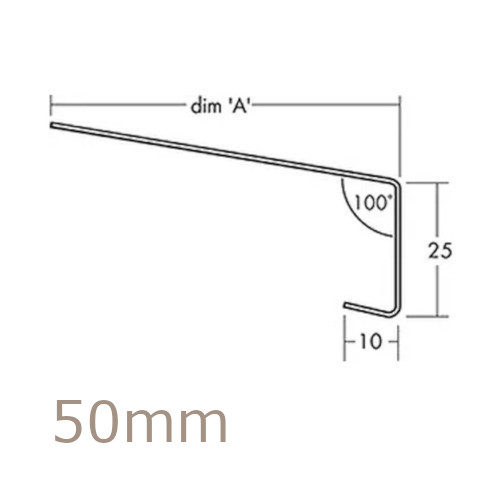 50mm Aluminium Window Sill Extensions WEC 761 (with full end caps - pair) - 2.5m Length