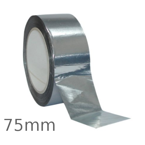 75mm Aluminium Self Adhesive Tape for Foil Faced Insulation - 45m roll